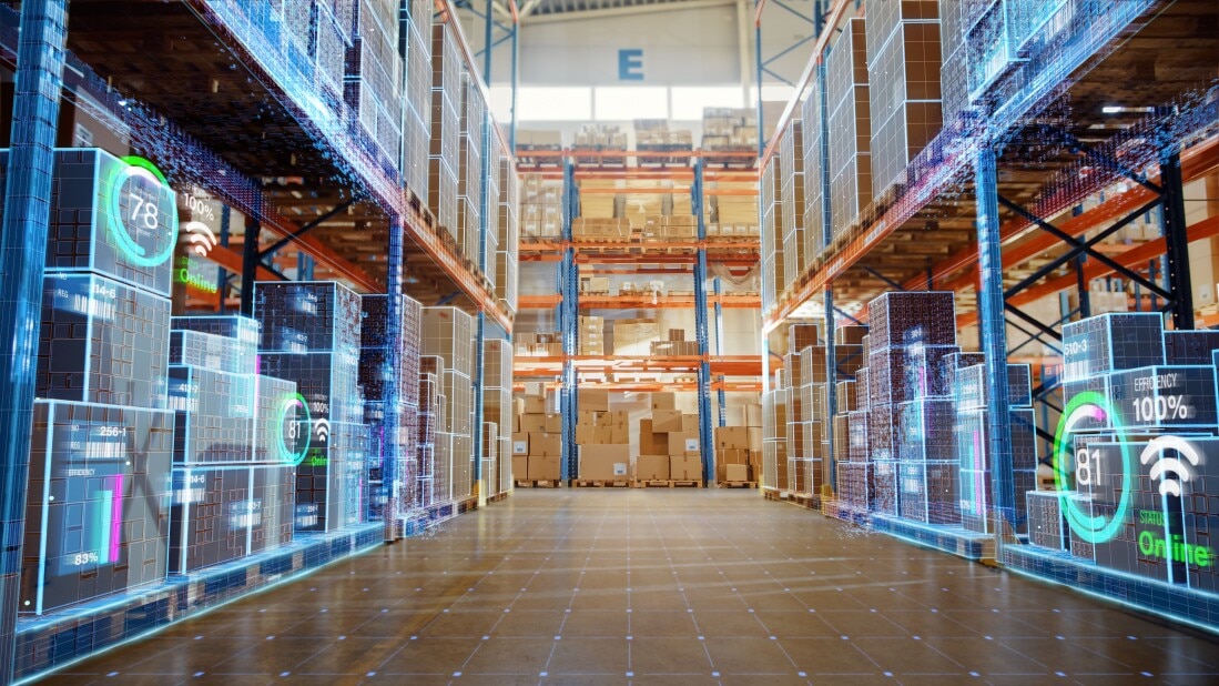 Futuristic visualization of a retail warehouse - Industry 4.0