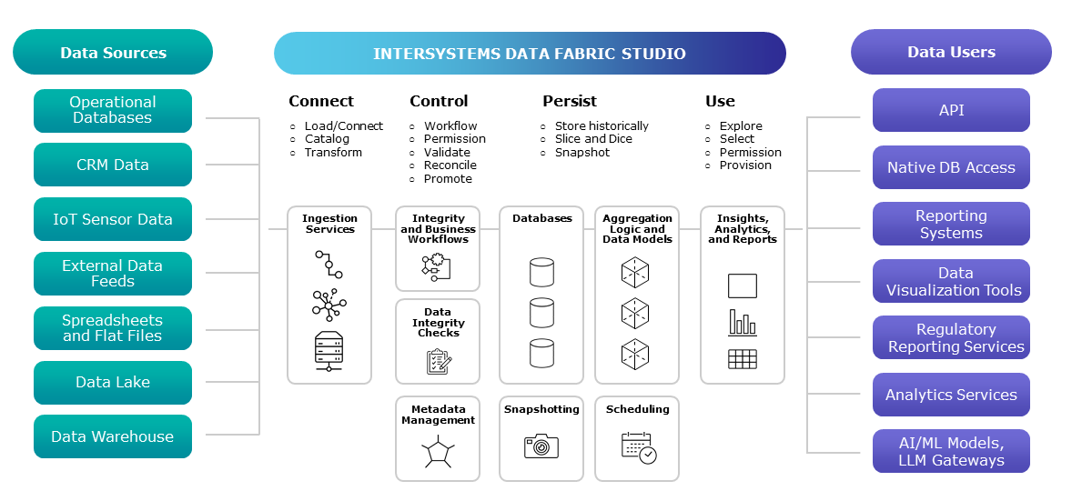 InterSystems Data Fabric Studio work flow diagram