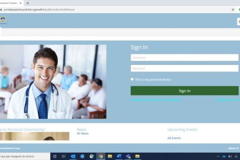 Gemelli sign in screen shot