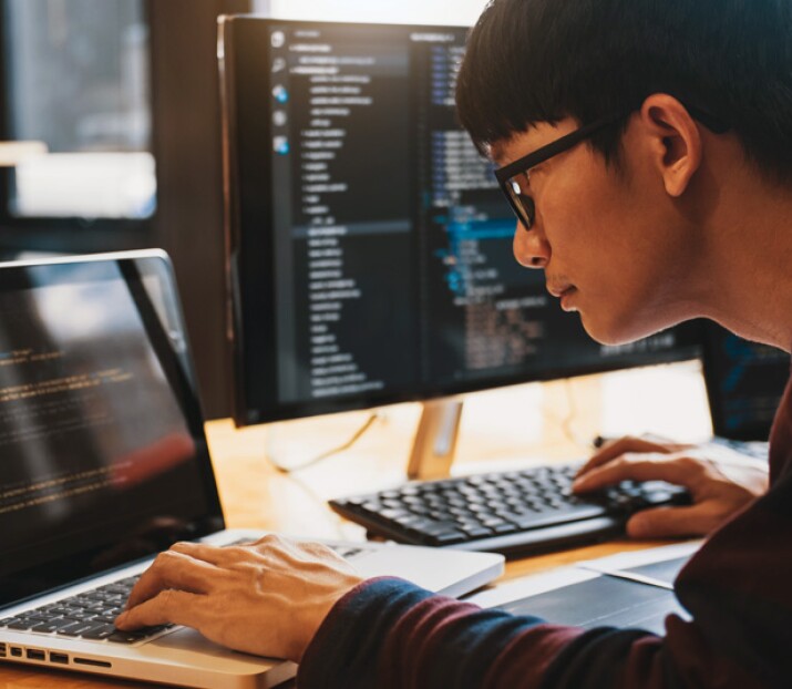 software developer focused on his work