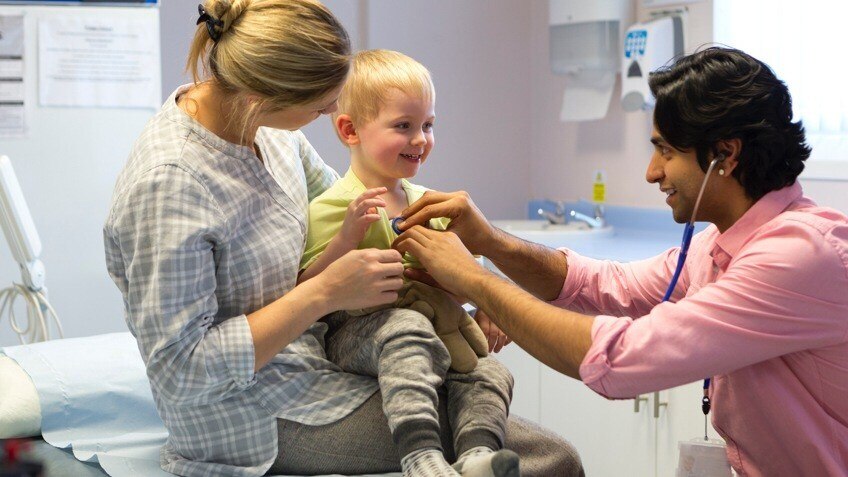 Mother and Child at Doctors Offic