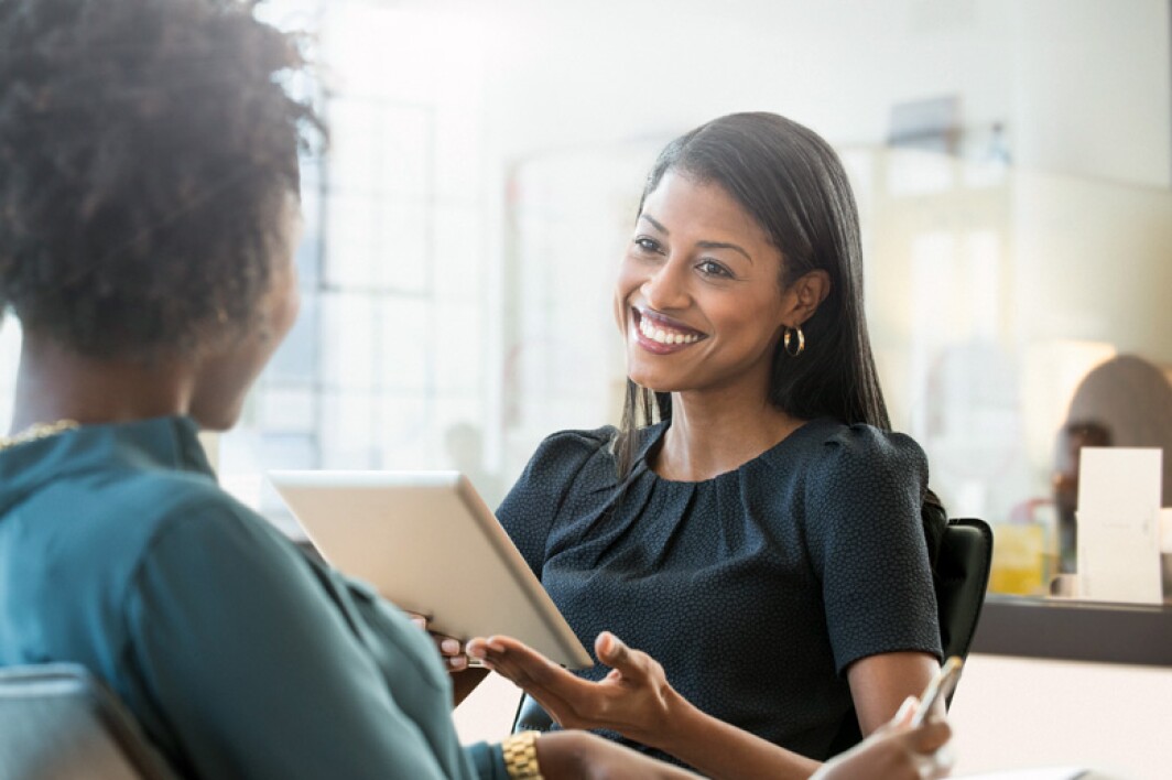 businesswomen having a conversation