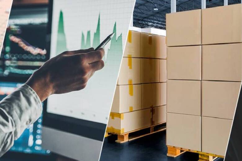 four panels showing the steps in a supply chain