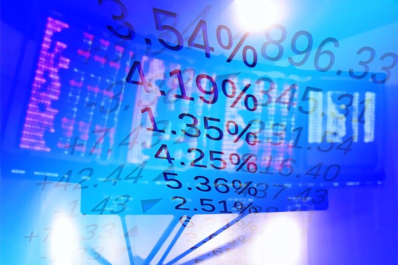 several layers of financial figures on a blue background