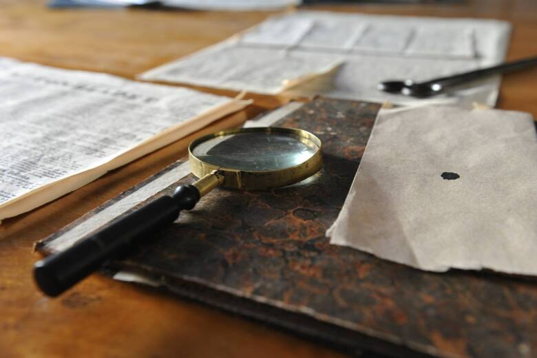 magnifying glass on a desk