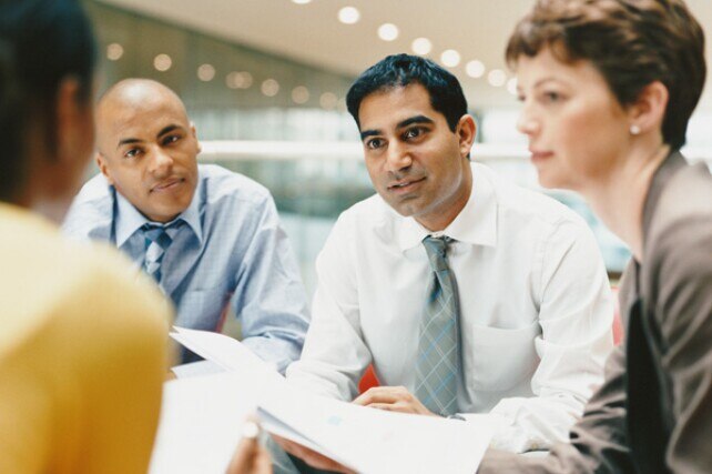 business partners engaged in conversation