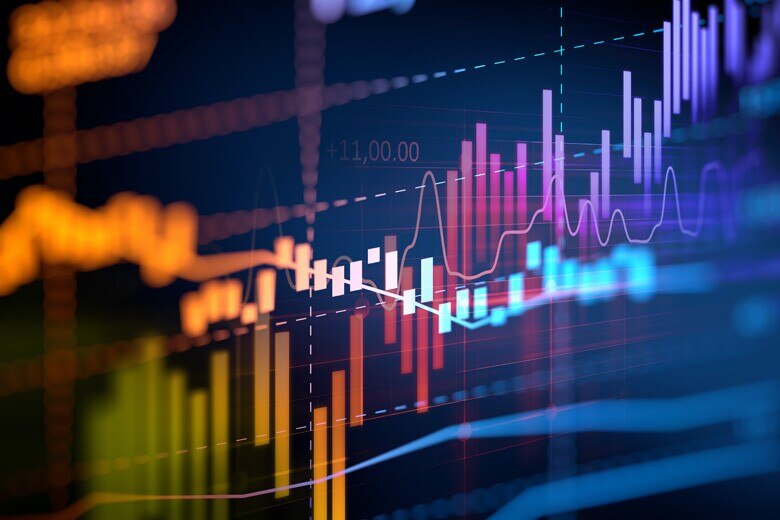 colorful graphs layered one over another on a screen