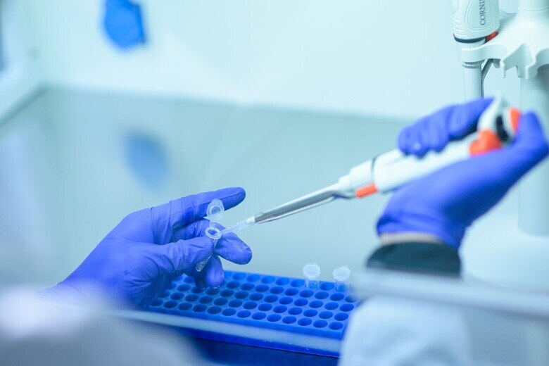 conducting a test in a lab