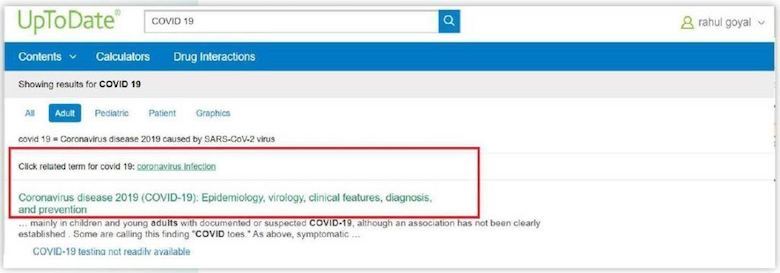 Viewing Wolters Kluwer’s UpToDate COVID-19 information without leaving TrakCare.