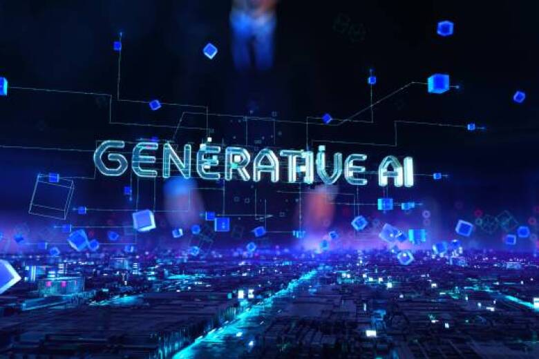 generative ai- businessman working and touching with augmented virtual reality at night office.