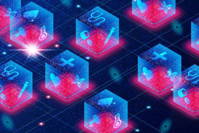 Blockchain in Healthcare and Medicine Concept - 3D Illustration