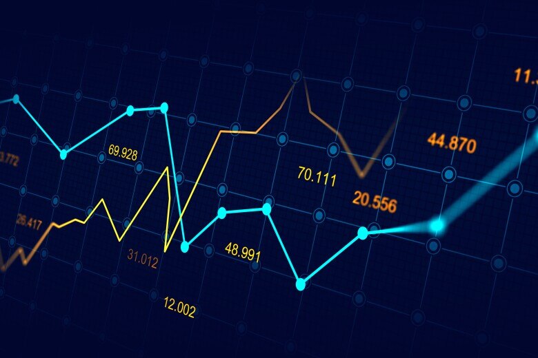 Stock market or forex trading graph