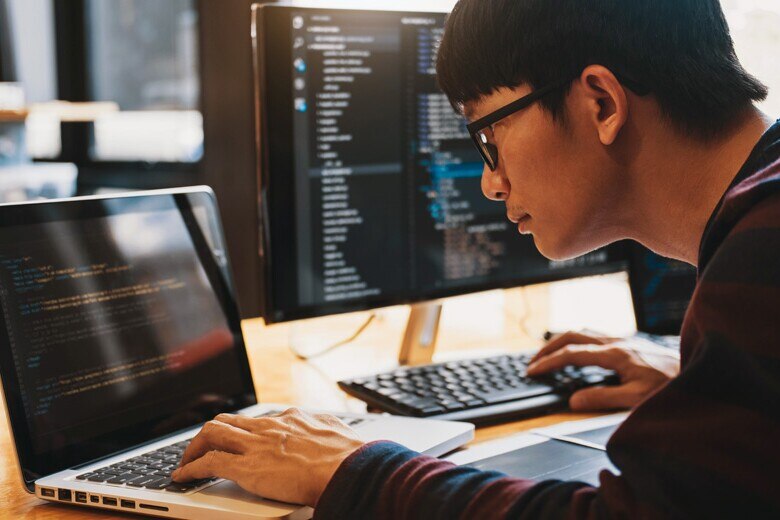 software developer focused on his work