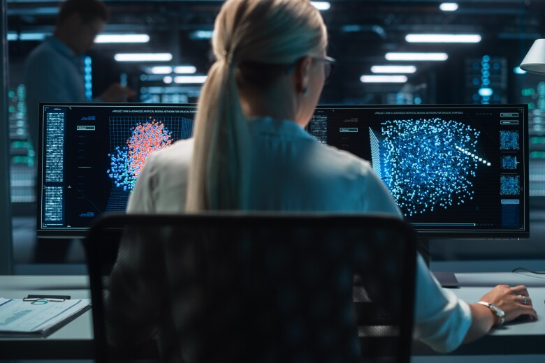 programmer at monitor