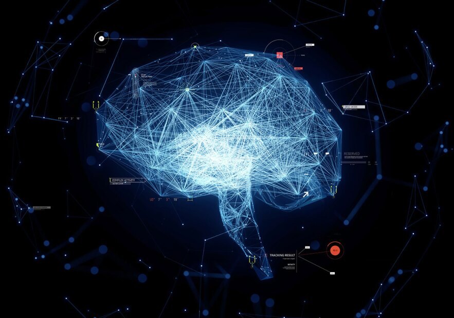 brain created from digital data points