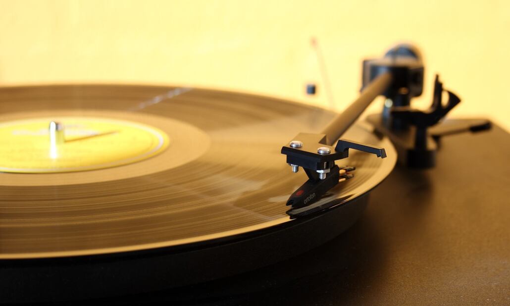 vinyl record playing on a classic record player