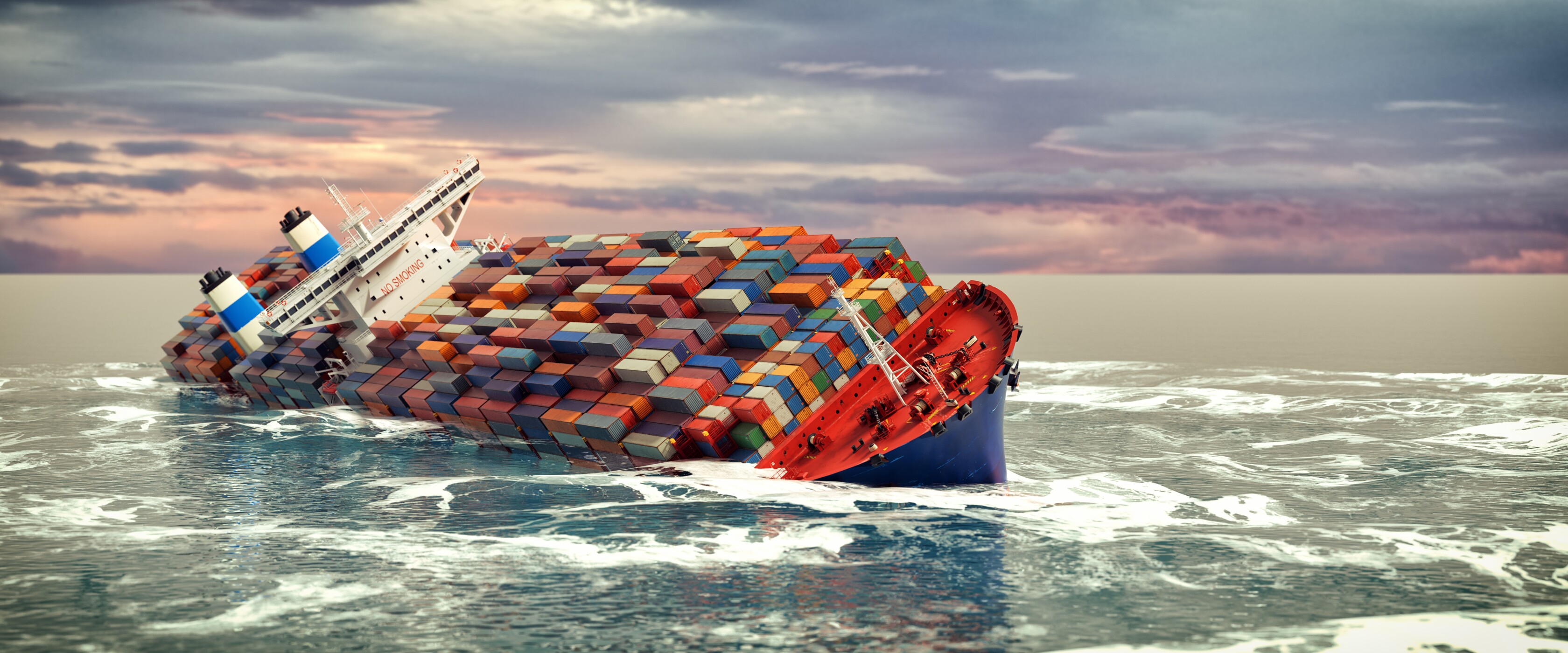 The cargo ship suffered an accident sinking into the sea.