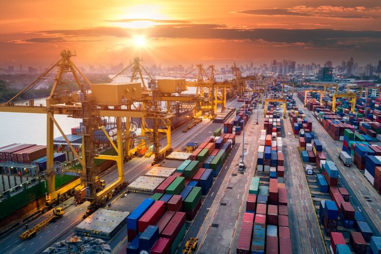 freight shipping dock representing supply chain