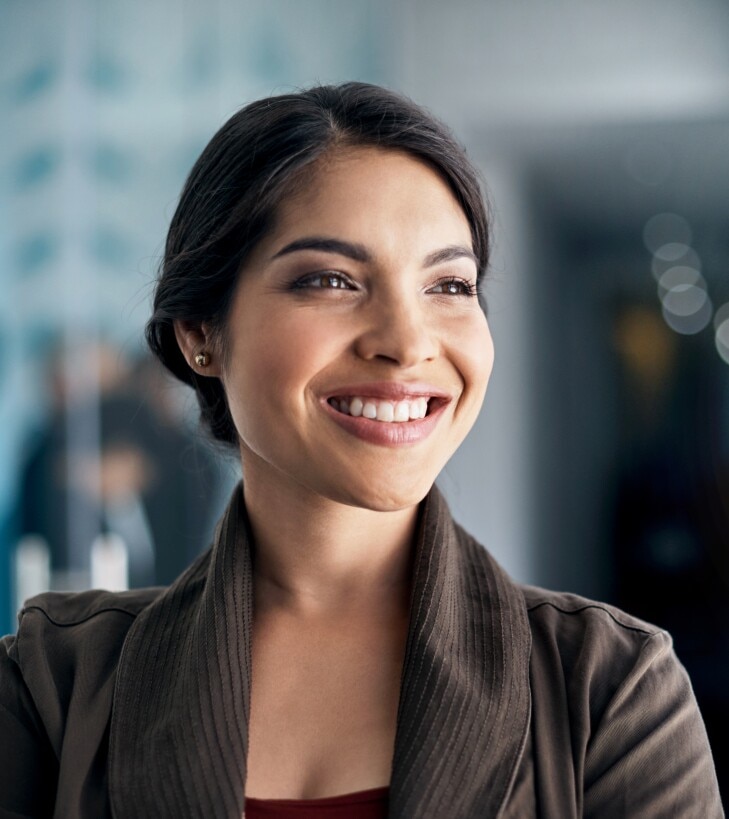 young professional woman with bright smile