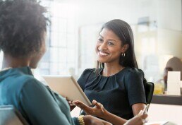 businesswomen having a conversation