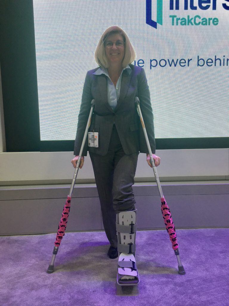 on crutches