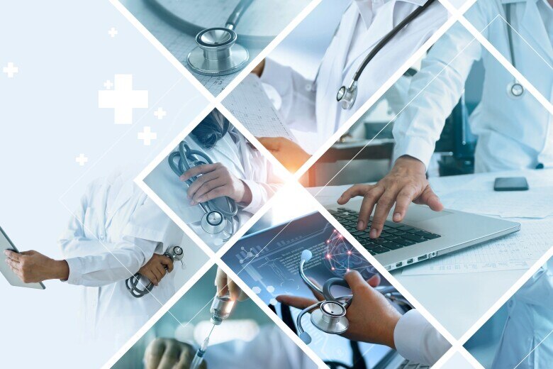 doctor working on laptop