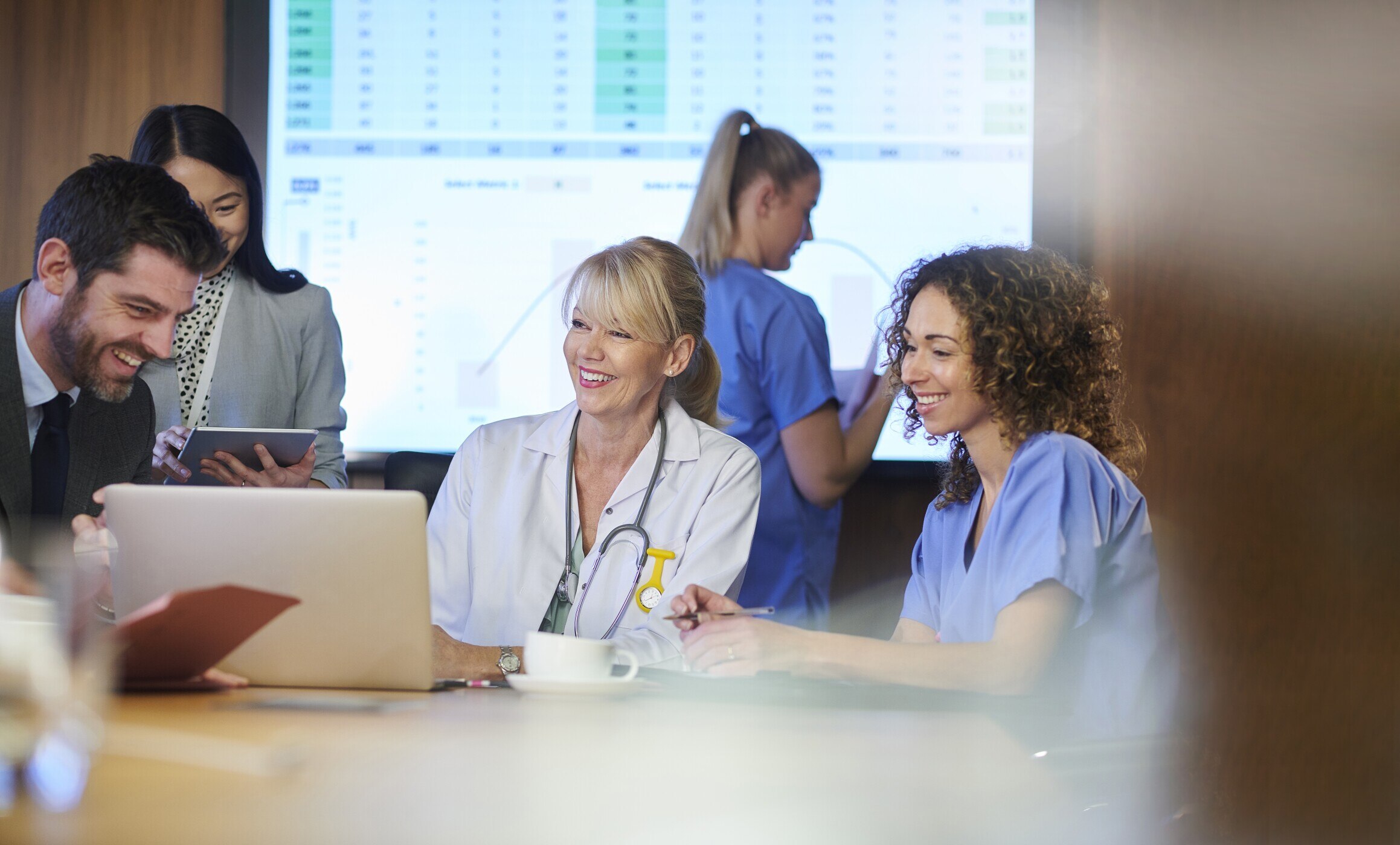 happy medical team meeting