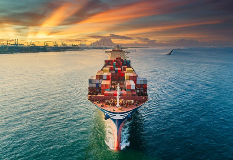 large container ship cruising on the ocean