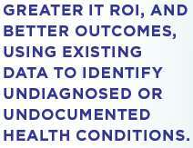 Greater it ROI and better outcomes using existing data to identify undiagnosed or undocumented health conditions.