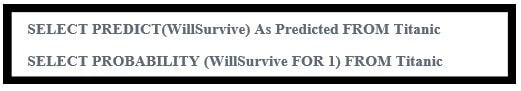 SELECT PREDICT SELECT PROBABILITY
