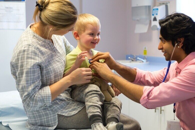 Mother and Child at Doctors Offic
