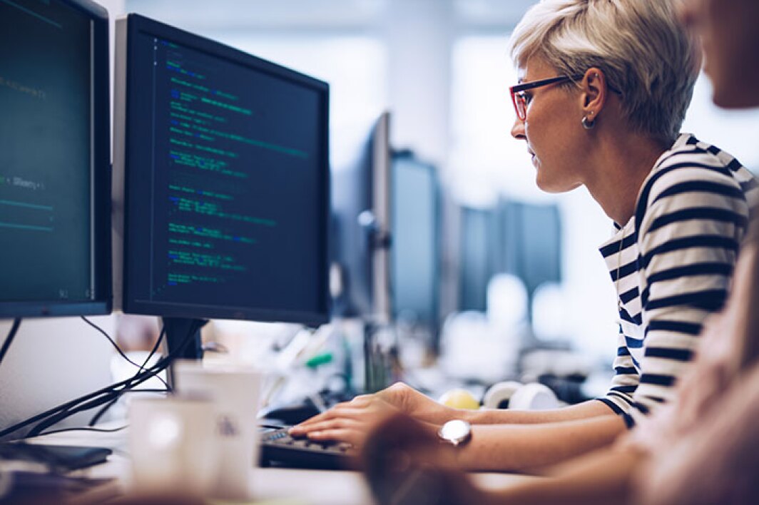 female developer working