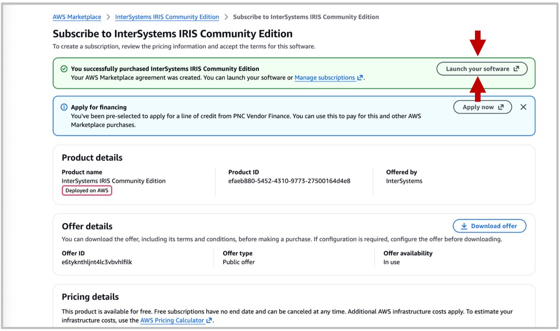 screenshot of aws iris community subscription