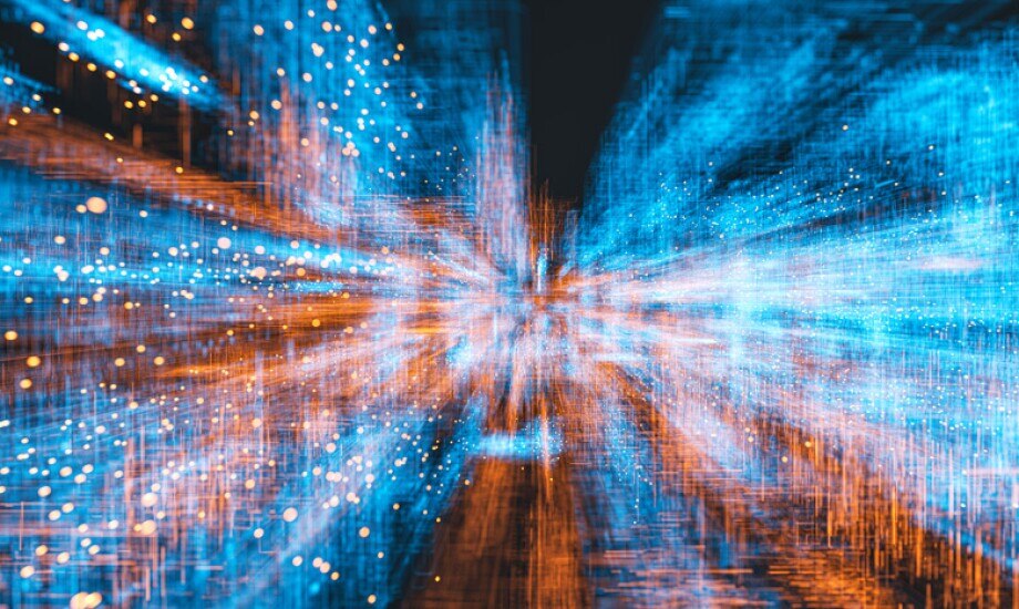 abstract patterns of blue and orange light