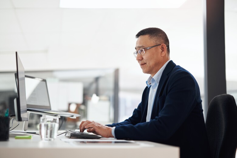 Chief Technology Officer working at his desk