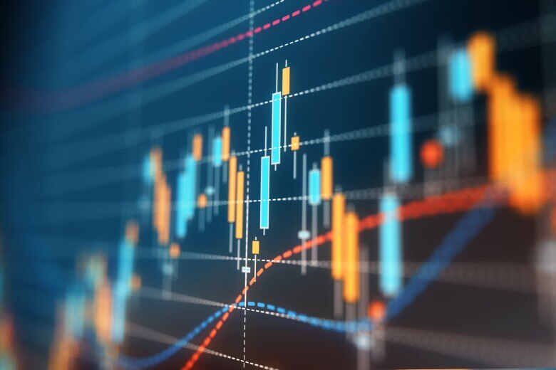 A financial data analysis graph. Selective focus. Horizontal composition with copy space.