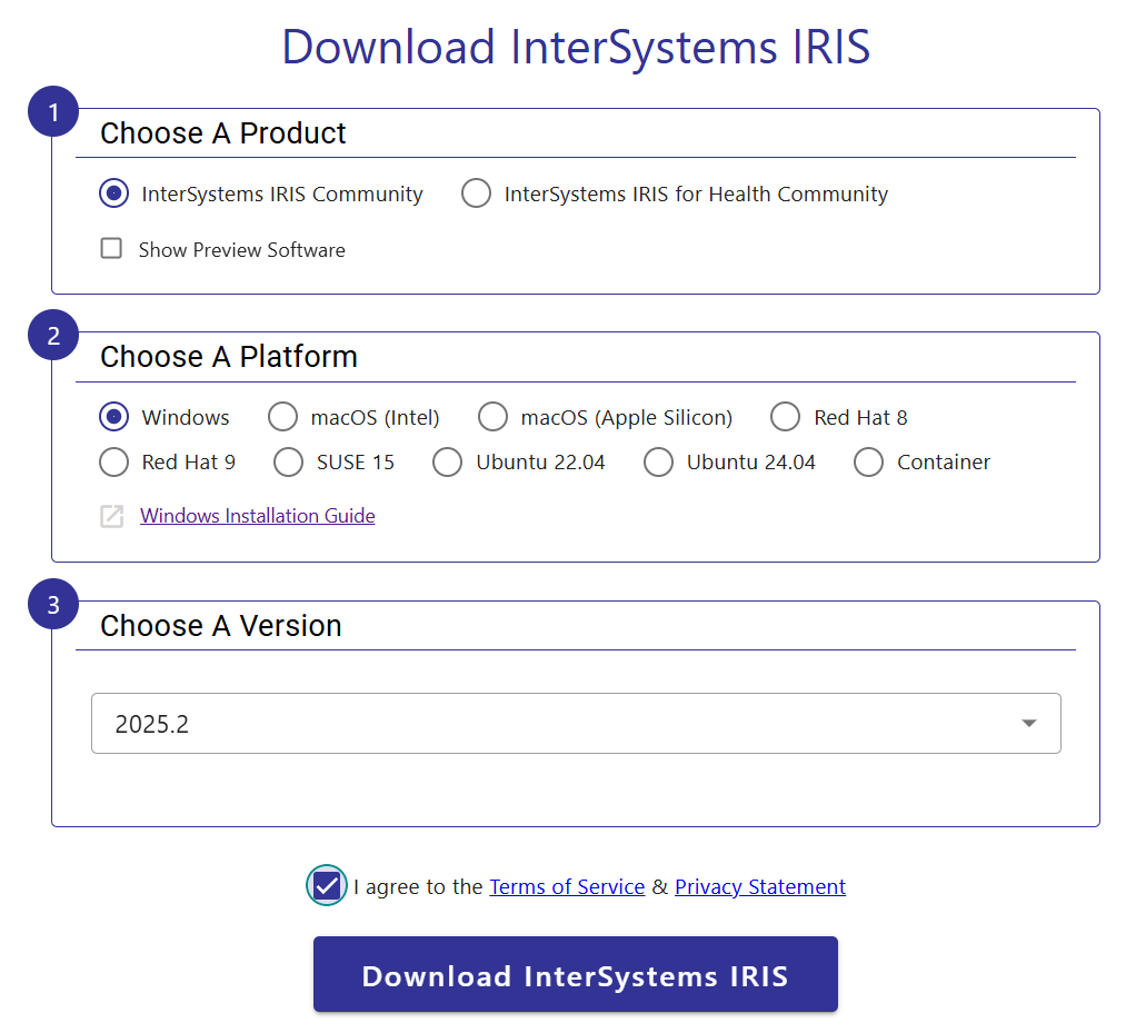 intersytems evaluation download page