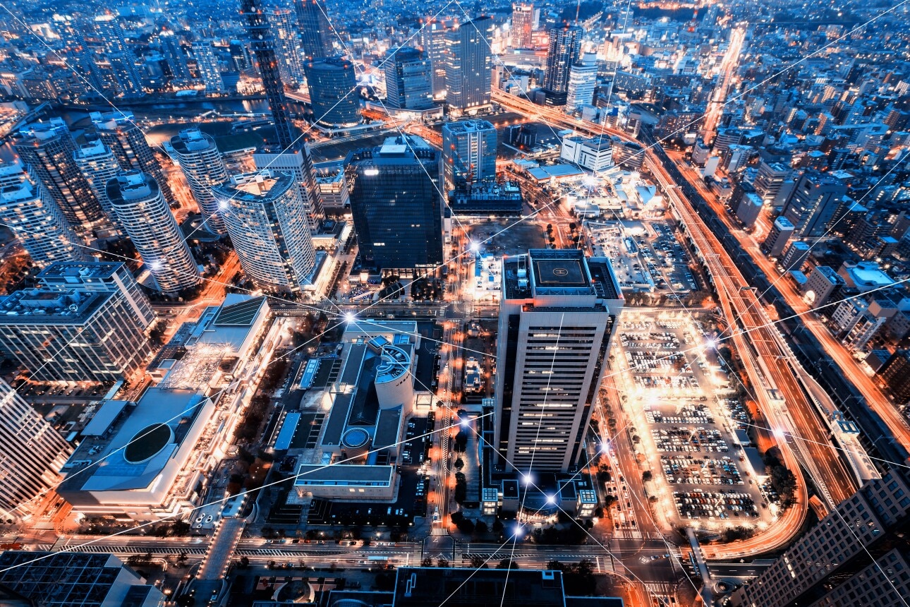 technology smart city with network communication