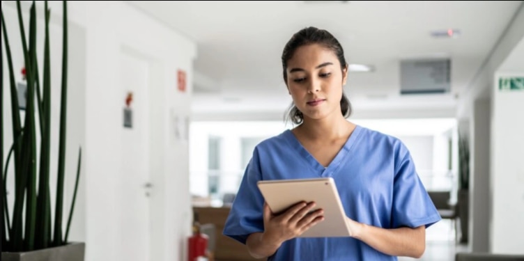 Woman in a hospital