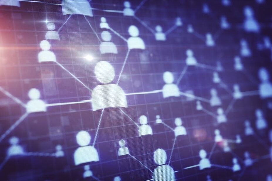 web of persona icons, each connected to others with lines