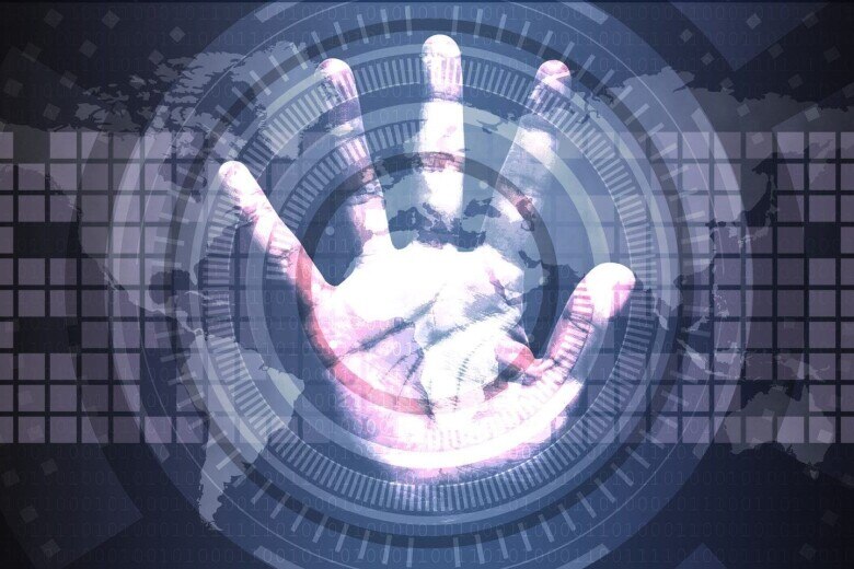 abstract of cyber security hand