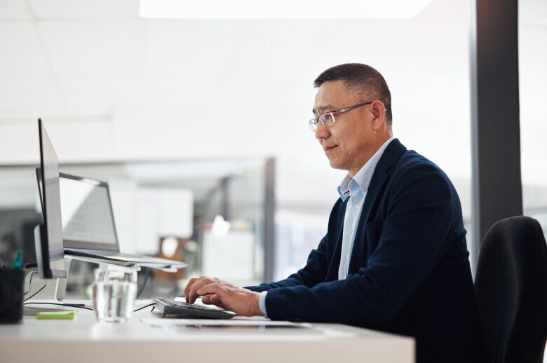 Chief Technology Officer working at his desk