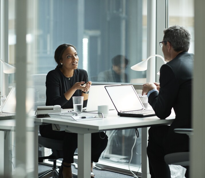 Businesswoman working in modern open office