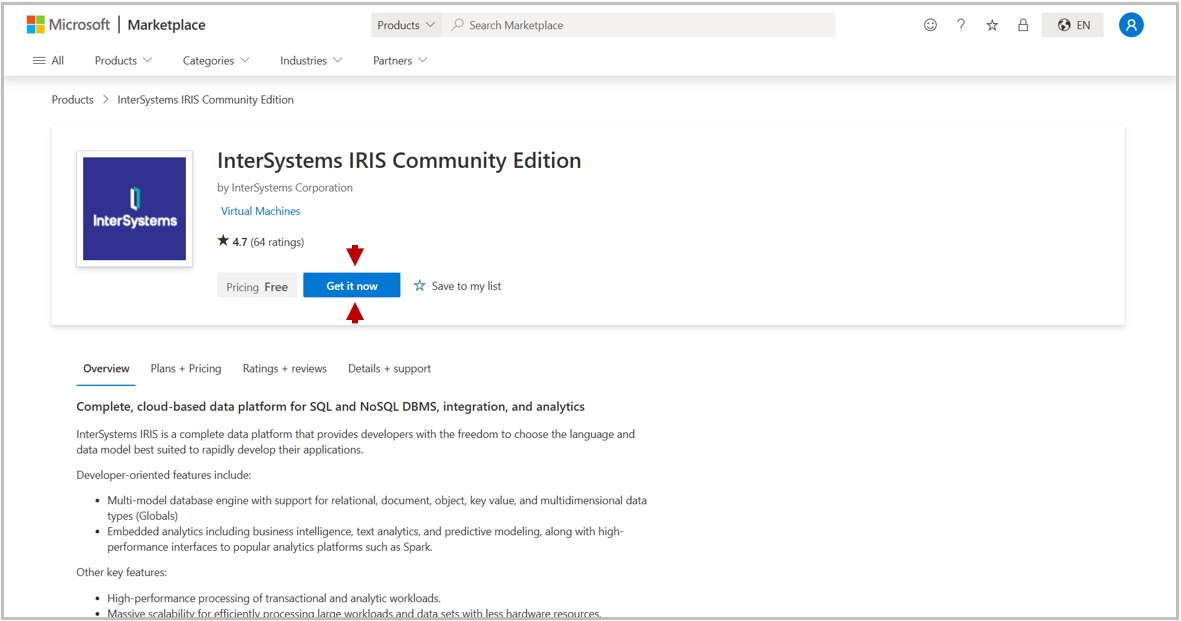 Screenshot of the InterSystems IRIS Community Azure Marketplace listing