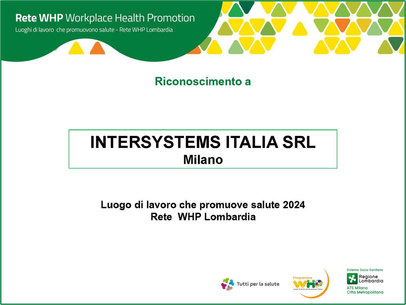 WHP Lombardia - InterSystems Italia